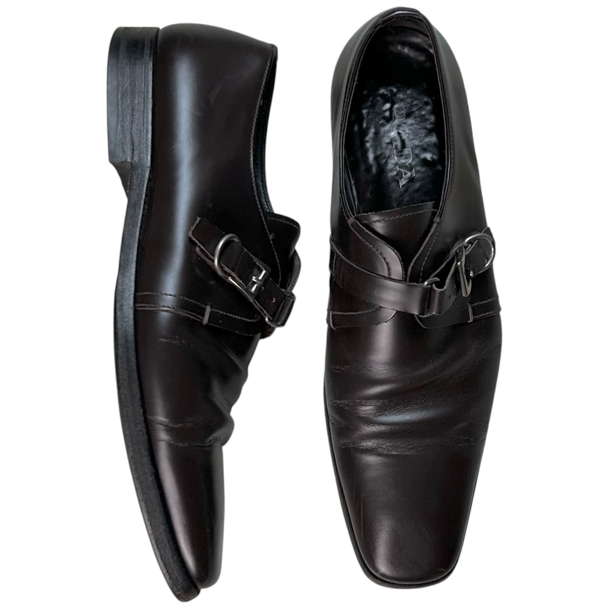 Prada Harness Belt Monk Strap Derbies