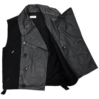 Dries Van Noten Double Breasted Waxed Panel Wool Vest