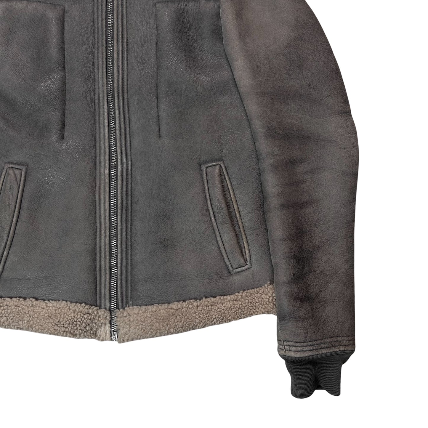 Rick Owens Hooded Shearling Leather Jacket - 2010s