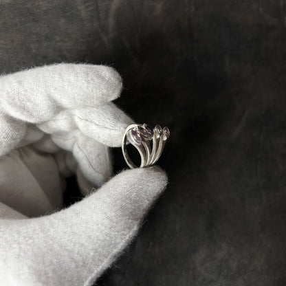 Five Claw Amethyst Stone Ring