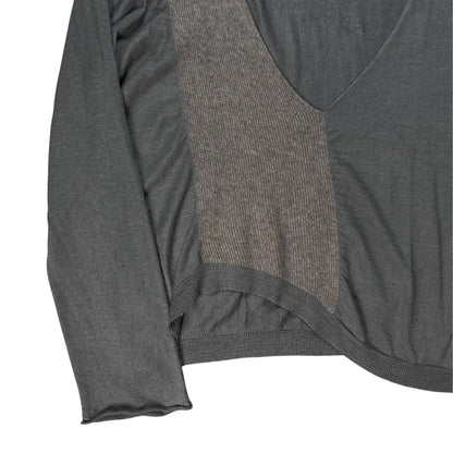 Dries Van Noten Asymmetric Bi-Material Silk V-Neck Sweater