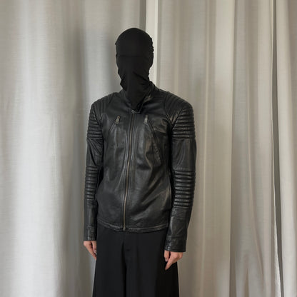 Dirk Bikkembergs Quilted Zip Leather Moto Jacket