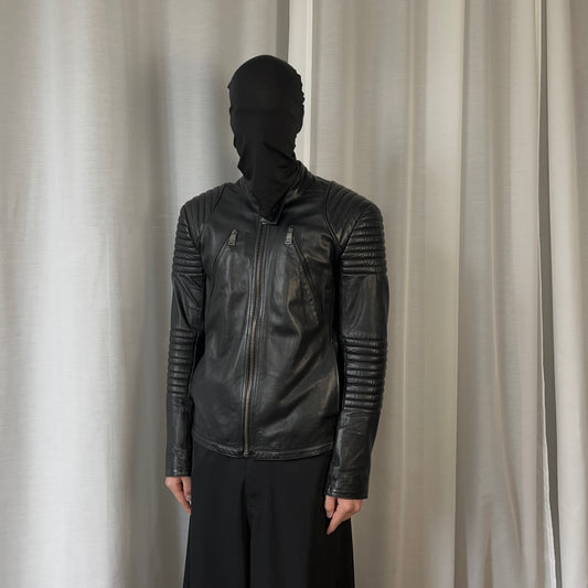 Dirk Bikkembergs Quilted Zip Leather Moto Jacket