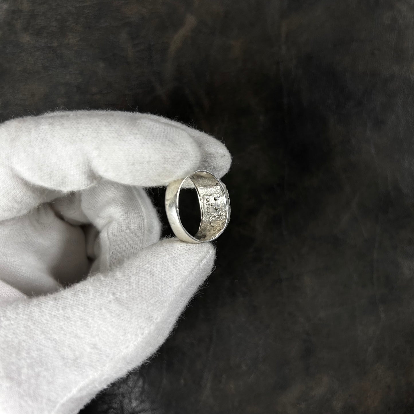 Graved Square Jade Stone Ring