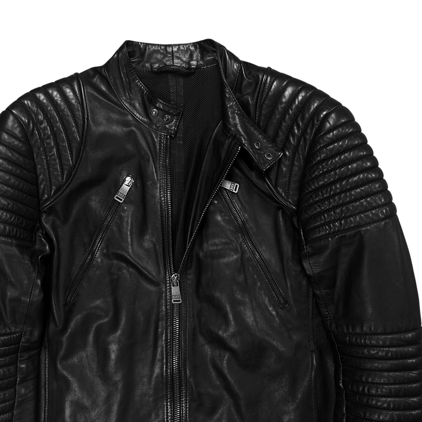 Dirk Bikkembergs Quilted Zip Leather Moto Jacket