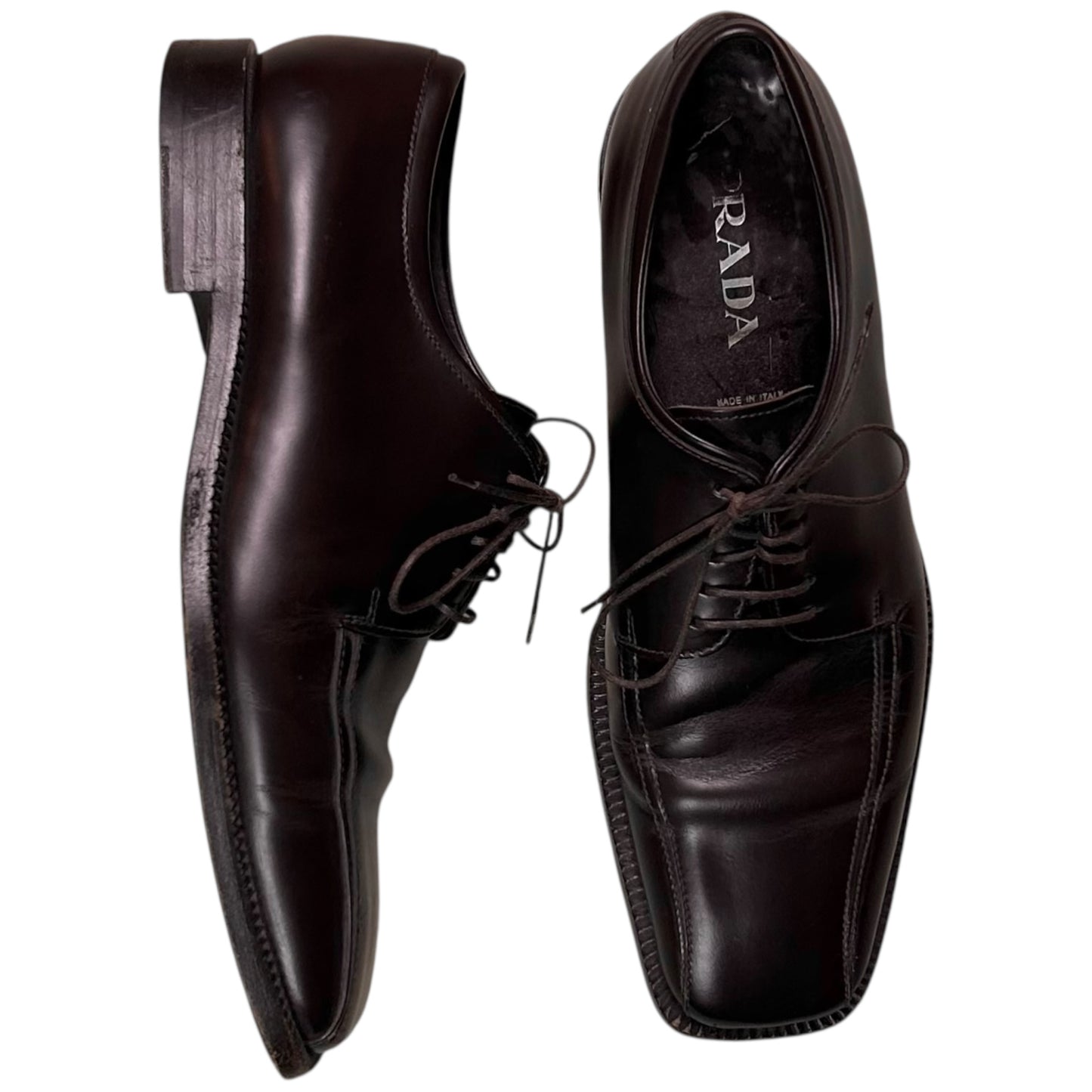 Prada Contrast Stitch Square Derbies