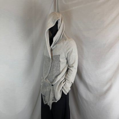 A.F. Vandevorst Asymmetric Mohair Panel Hooded Knit Sweater - AW12