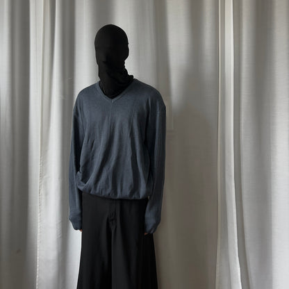 Ann Demeulemeester Rib Decorated V-Neck Knit Sweater
