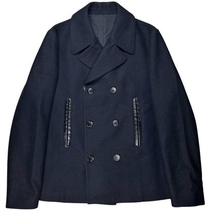 Balenciaga Leather Trimmed Caban Wool Jacket - AW15