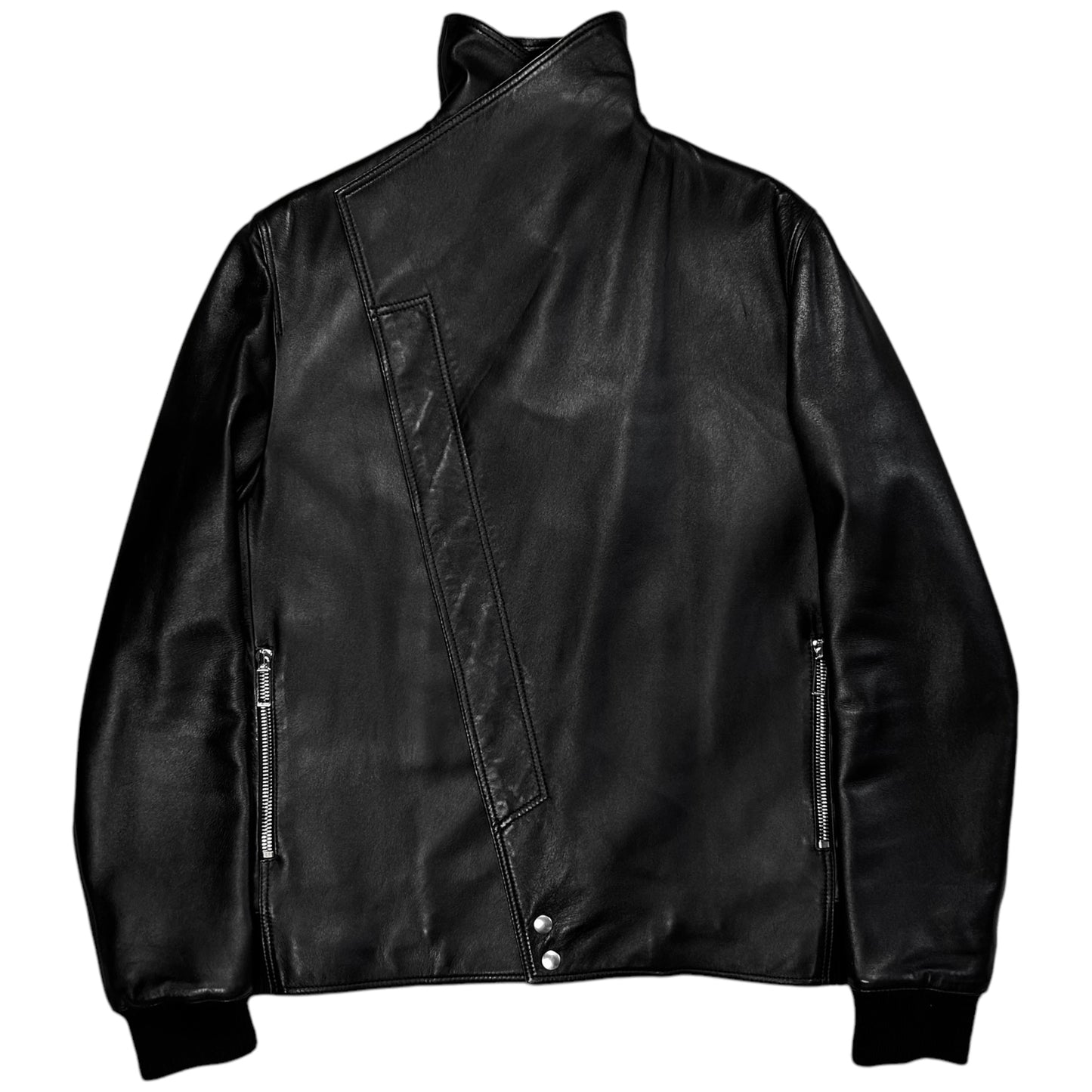 Dior Homme Asymmetric Drape Collar Leather Jacket - AW09