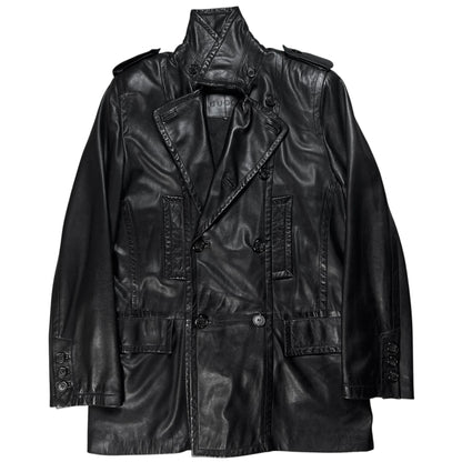 Gucci by Tom Ford Military Leather Peacoat - AW96