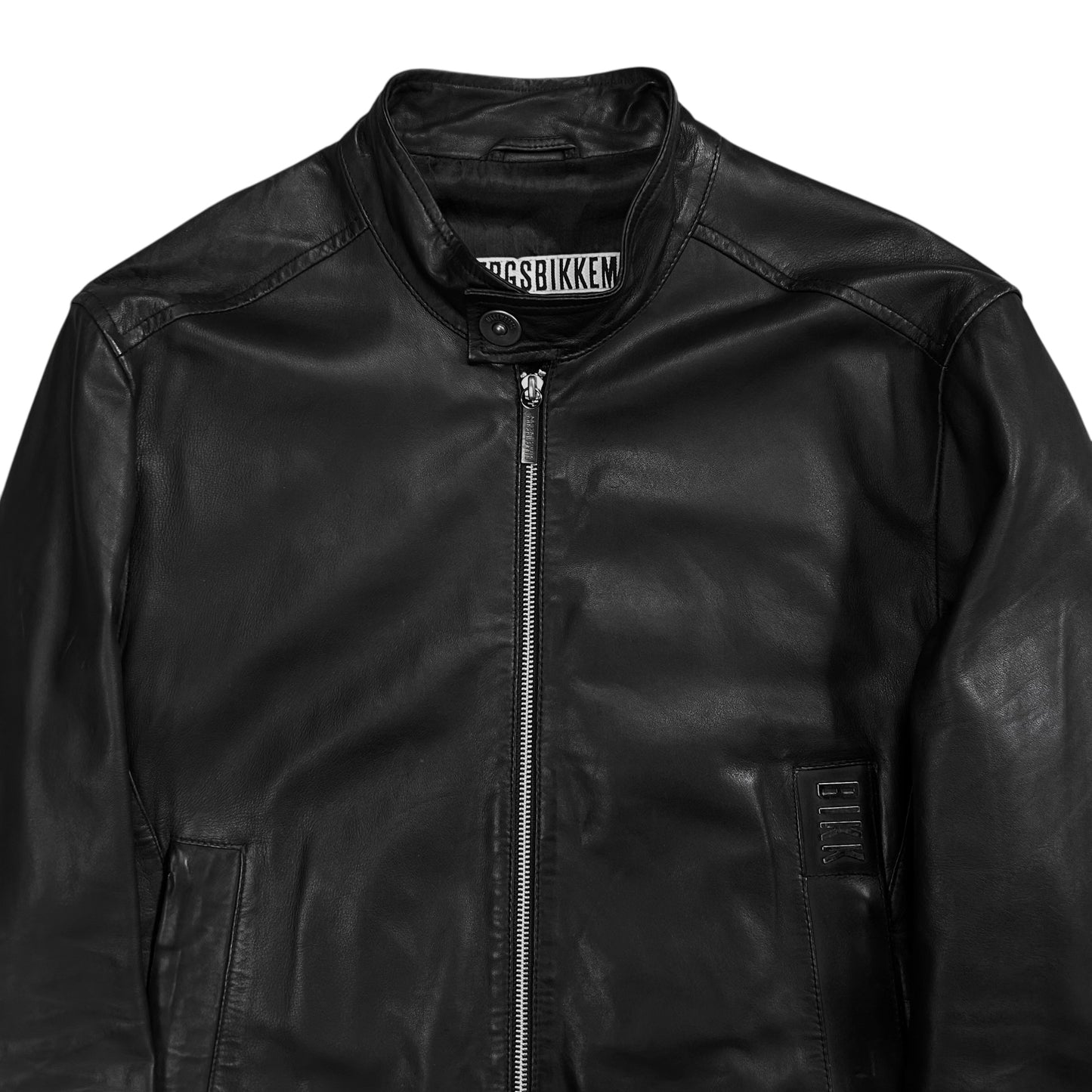 Dirk Bikkembergs Logo Patch Leather Cafe Jacket
