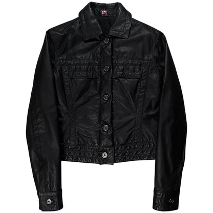Dirk Bikkembergs Cropped Trucker Leather Jacket - 90s