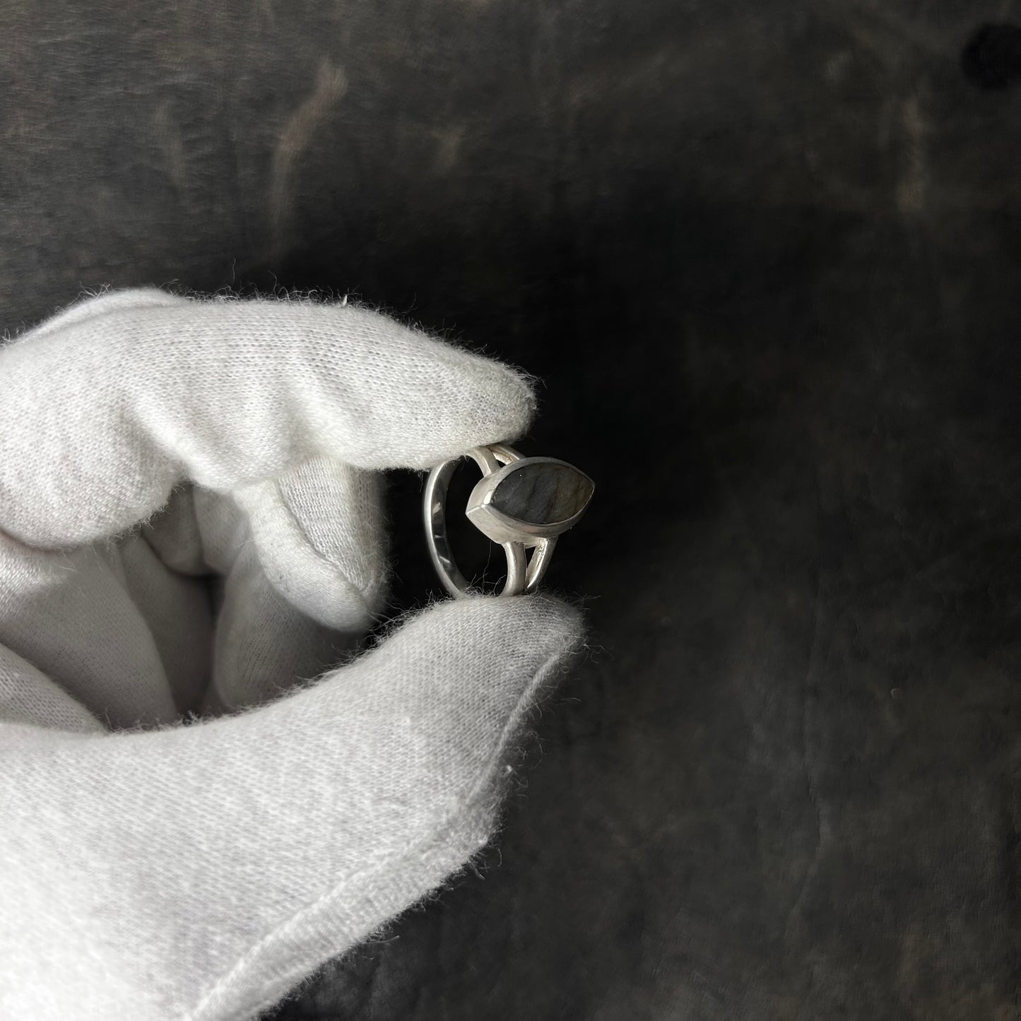 Two Branched Cat Eye Labradorite Stone Ring