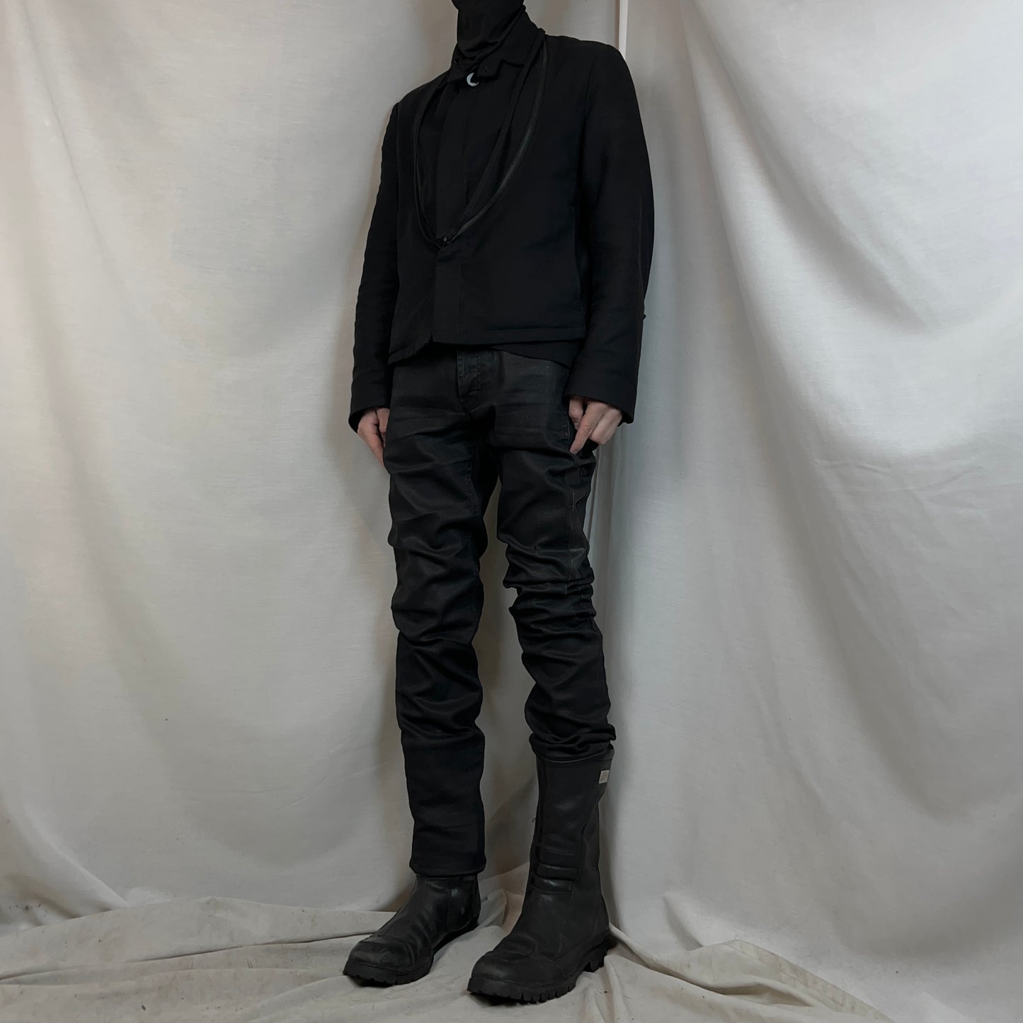 Dirk Bikkembergs Faux Leather Panel Waxed Jeans - SS12