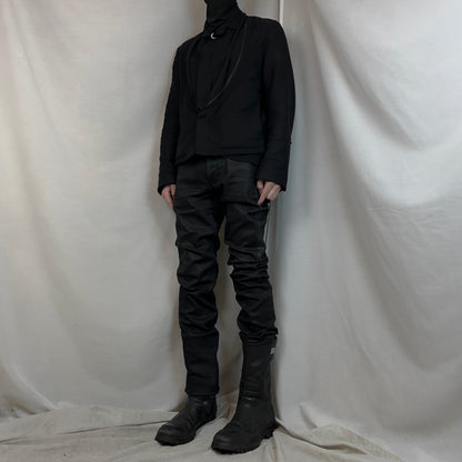 Dirk Bikkembergs Faux Leather Panel Waxed Jeans - SS12