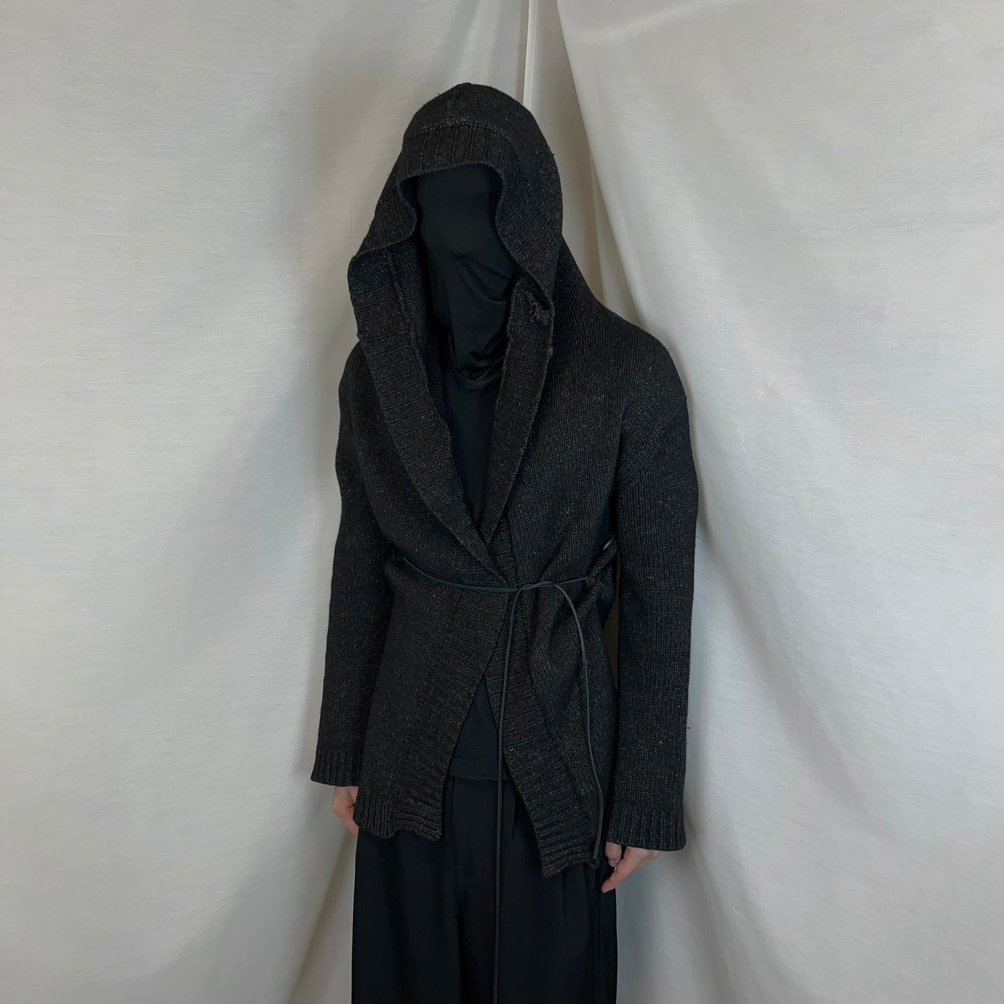 Ann Demeulemeester Hooded Leather String Cardigan - AW02