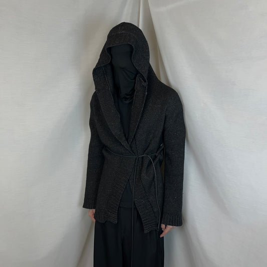 Ann Demeulemeester Hooded Leather String Cardigan - AW02