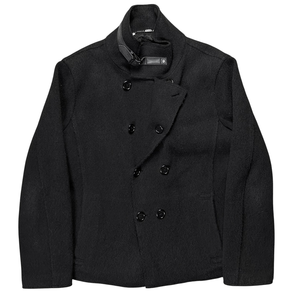 Dirk Bikkembergs Leather Collar Boiled Wool Jacket - AW05