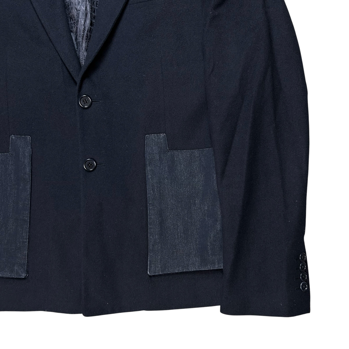 Dirk Bikkembergs Deconstructed Denim Pocket Cashmere Blazer - AW01