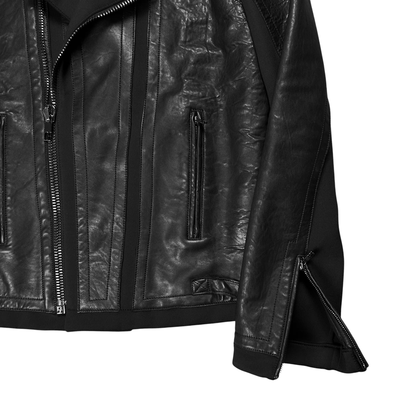 Dirk Bikkembergs Asymmetric Zip Moto Leather Jacket