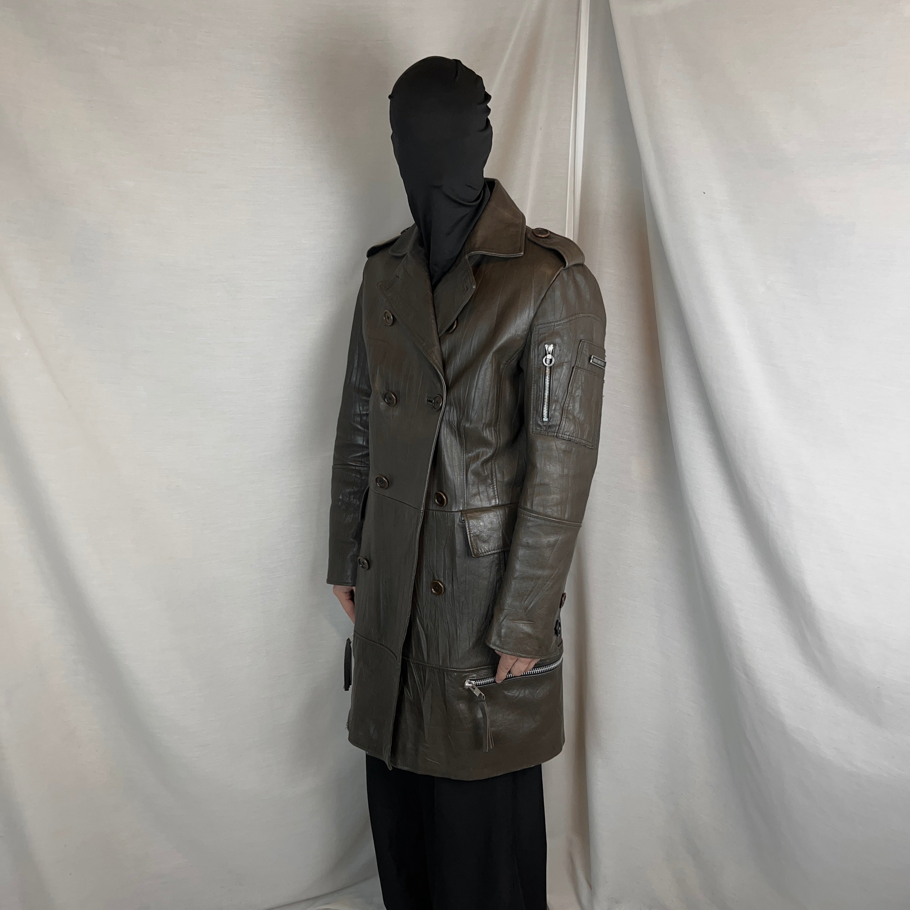 Dirk Bikkembergs Zip Military Leather Coat - AW06 – Vertical Rags