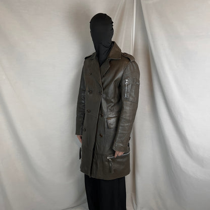 Dirk Bikkembergs Zip Military Leather Coat - AW06