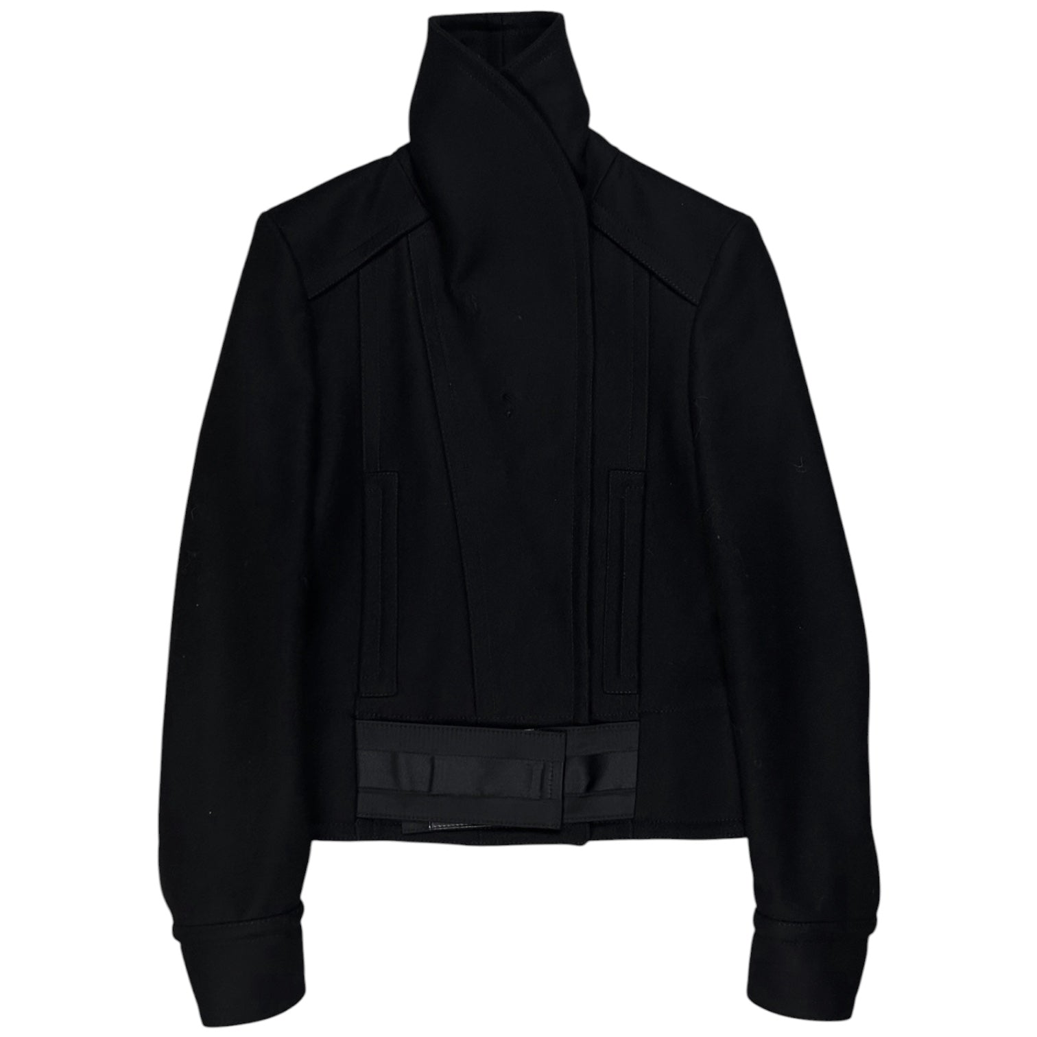 ジャケット・アウター GUCCI by TOM FORD cashmere cort black Gucci by Tom Ford Asymmetric Velcro Belted Cashmere Jacket - AW04