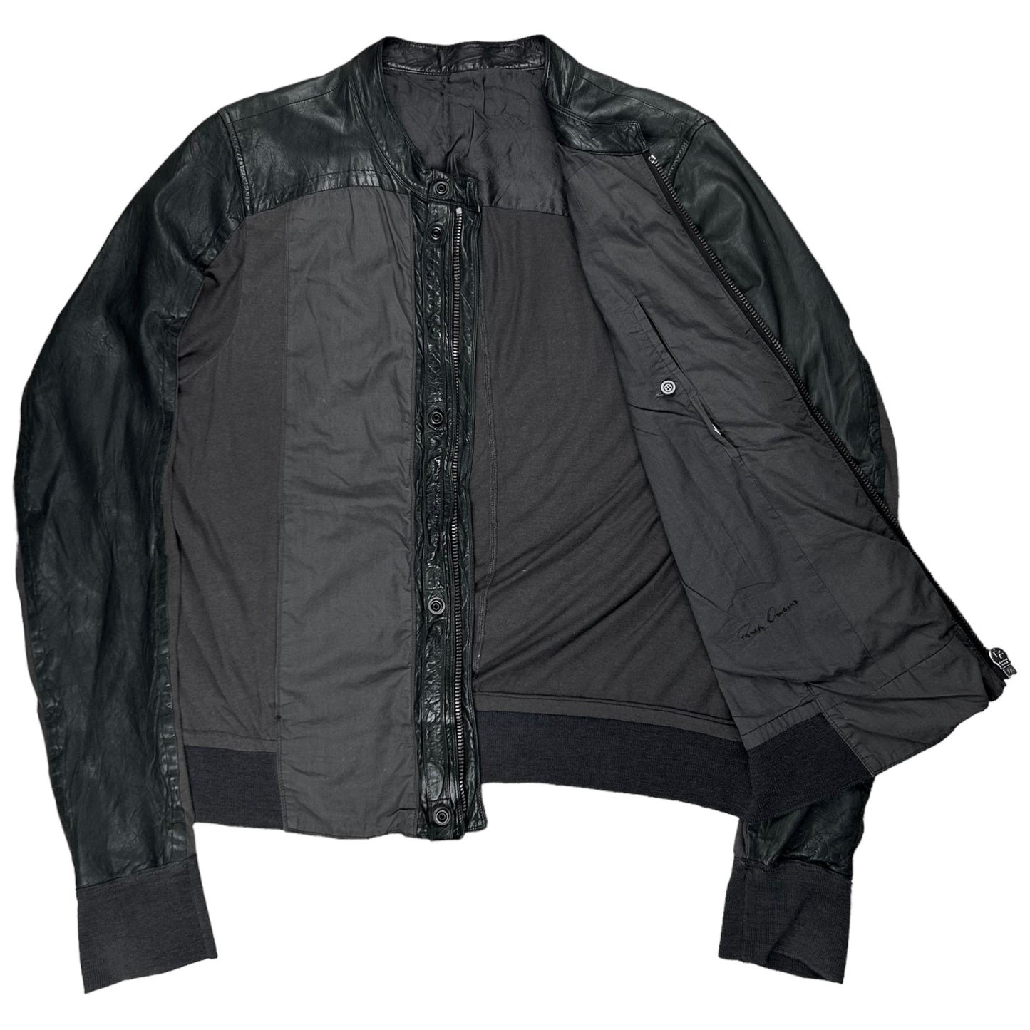 Rick Owens Cropped Hybrid Leather Bomber Jacket