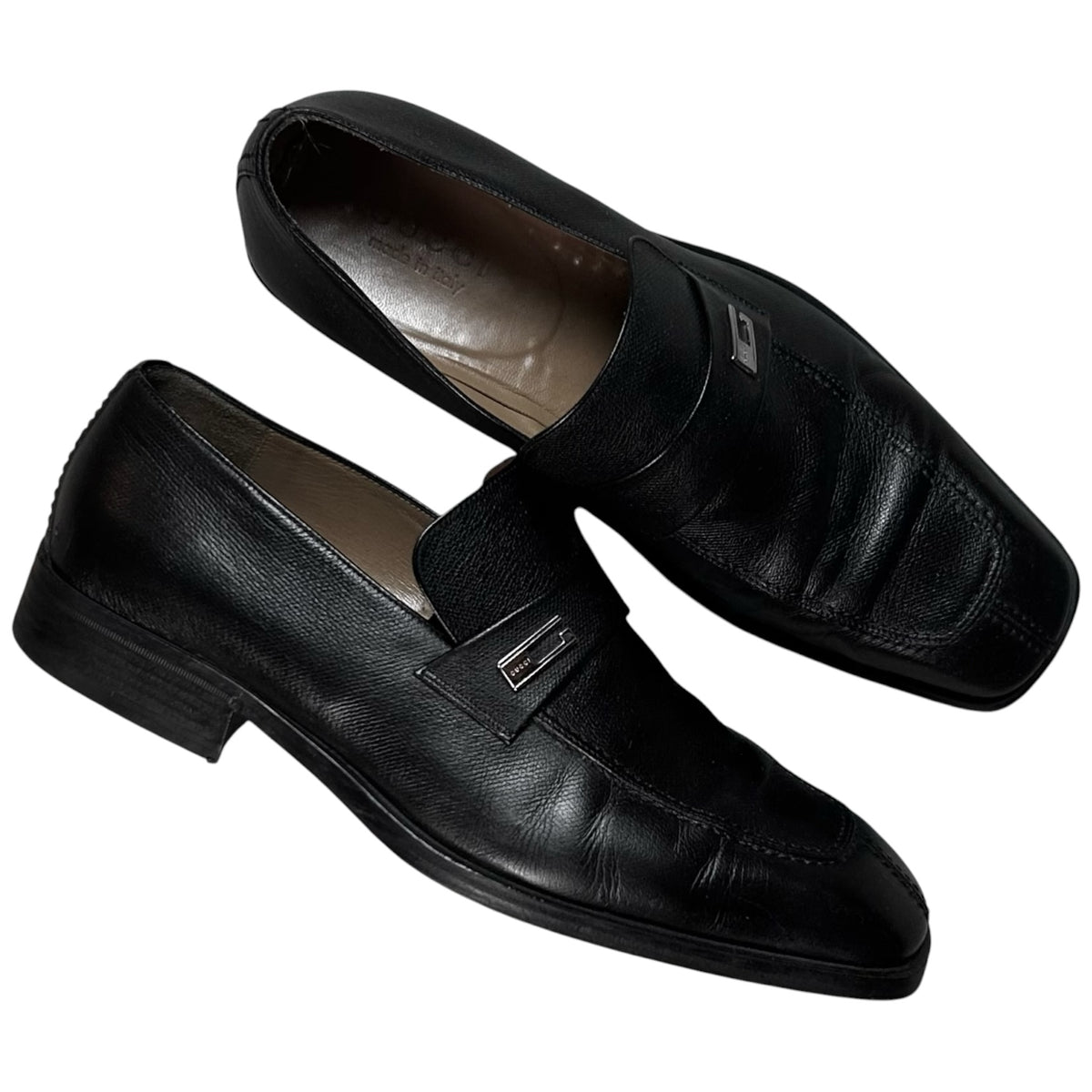 Gucci by Tom Ford G-Logo Metal Pin Saffiano Loafers - 90s