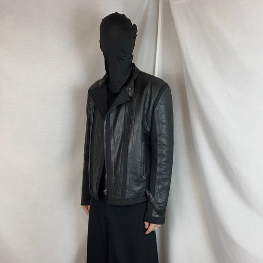 Dirk Bikkembergs Asymmetric Zip Moto Leather Jacket