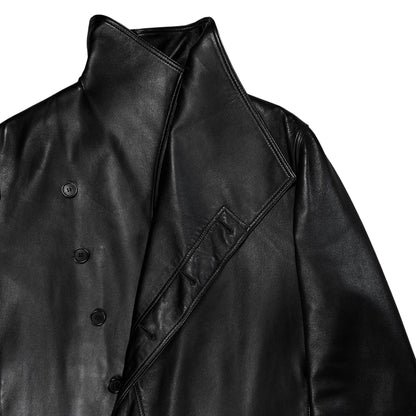 Dior Homme Asymmetric Drape Collar Leather Jacket - AW09