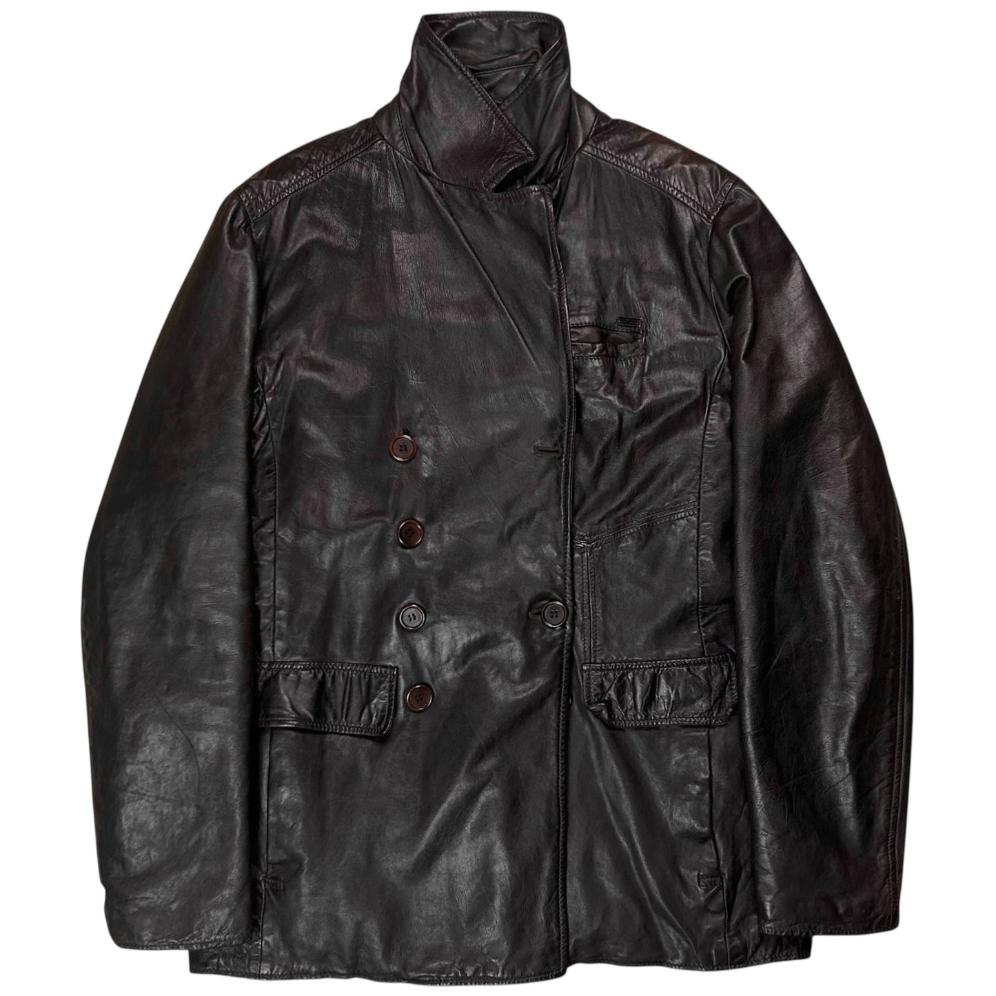 Dirk Bikkembergs Leather Caban Jacket