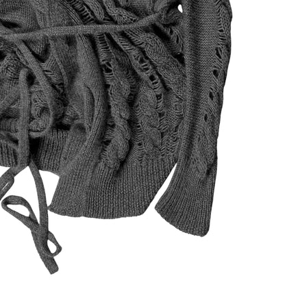 Ann Demeulemeester Asymmetric Buttoned Strap Alpaca Knit Sweater - AW10