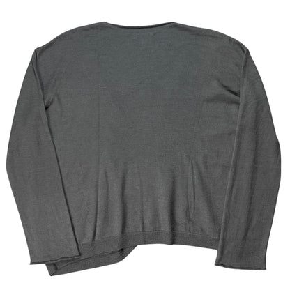 Dries Van Noten Asymmetric Bi-Material Silk V-Neck Sweater