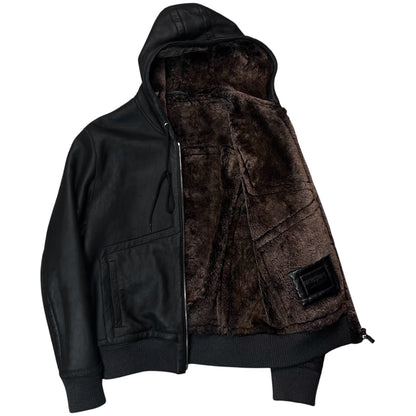 Dirk Bikkembergs Hooded Faux Fur Lined Leather Jacket - AW10