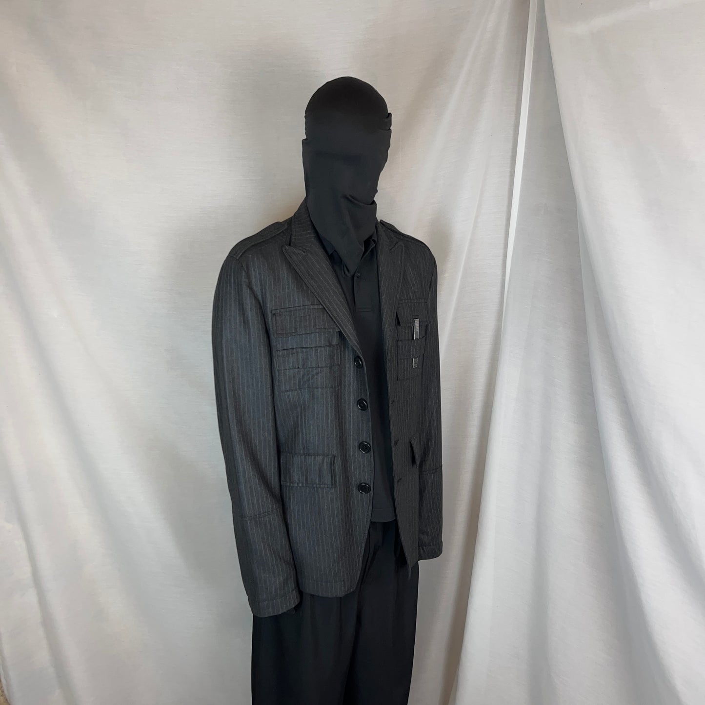 Dirk Bikkembergs Metal Clip Pinstripe Military Blazer