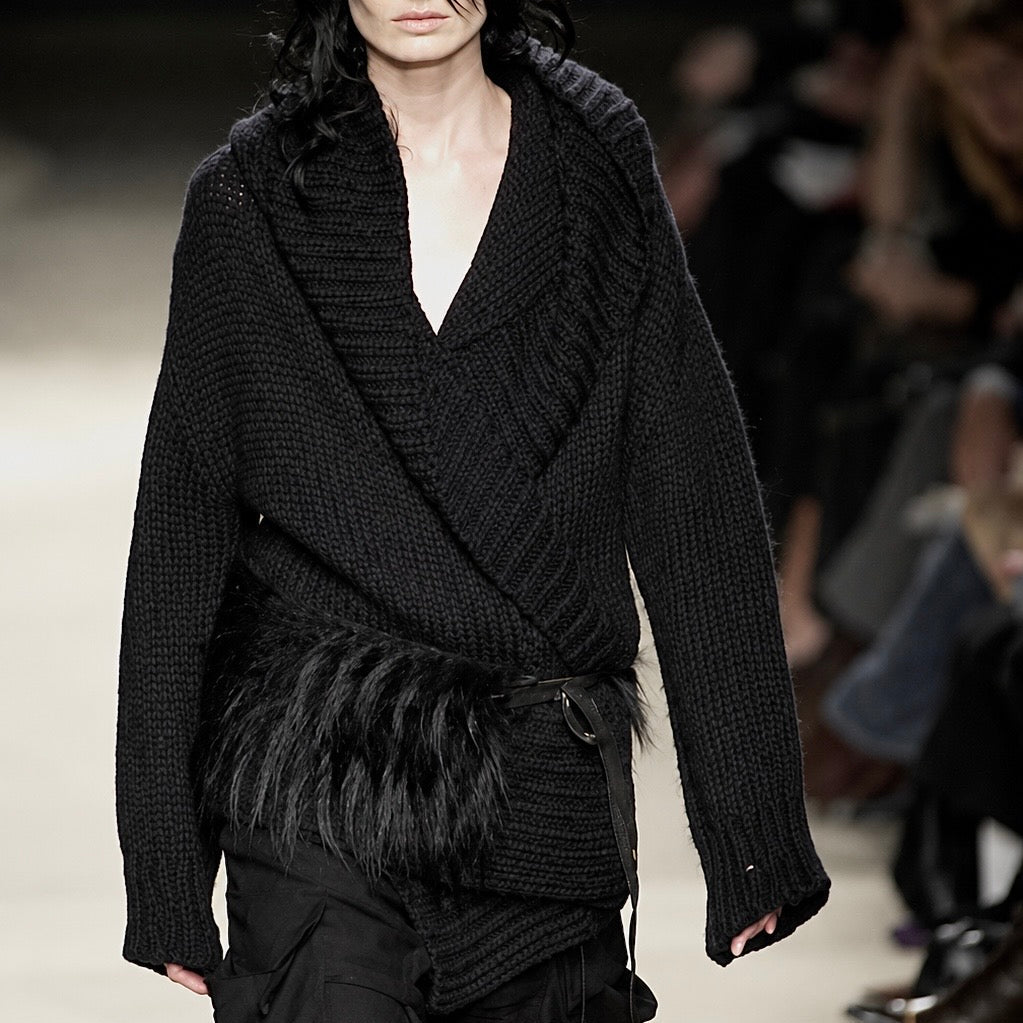 Ann Demeulemeester Hooded Leather String Cardigan - AW02