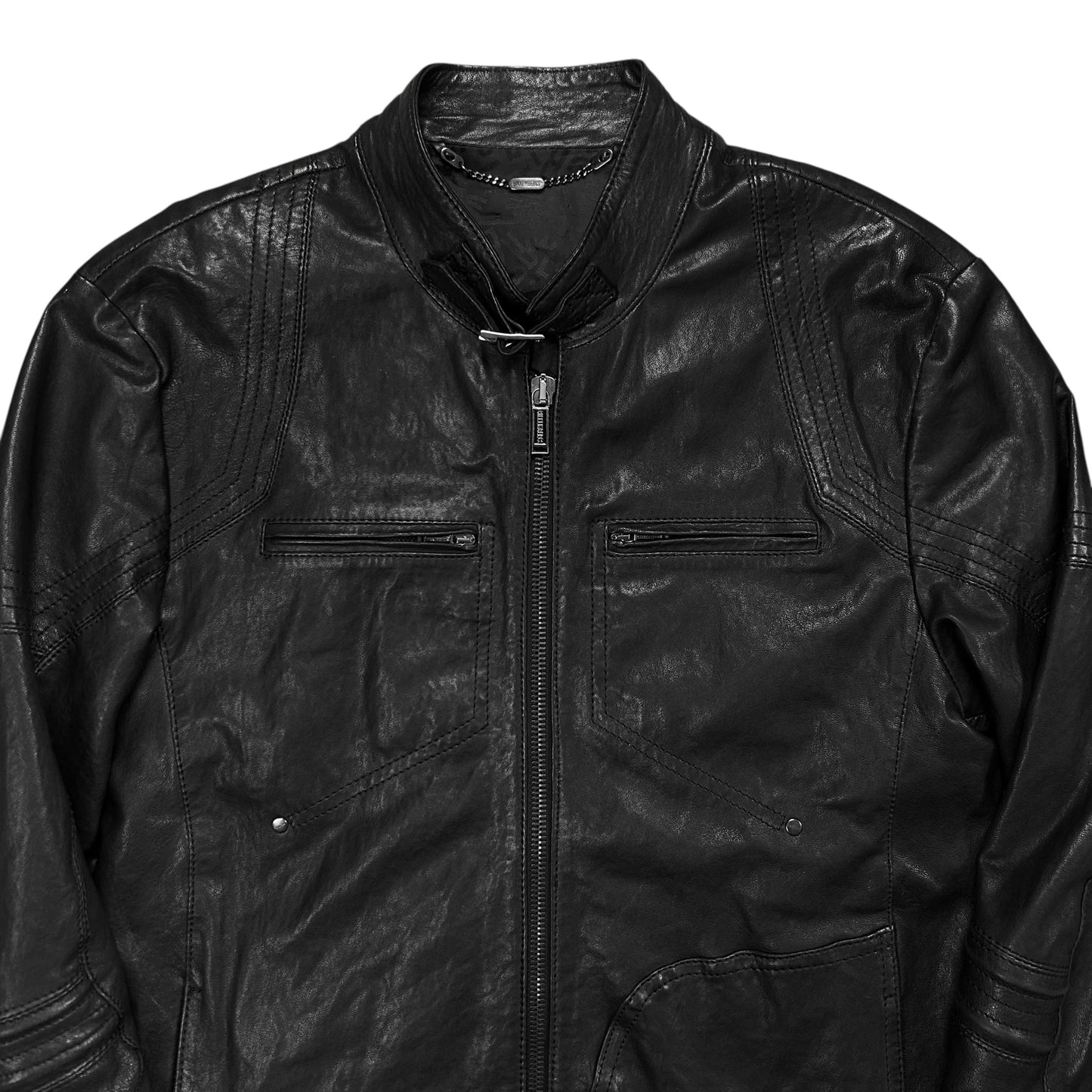Dirk Bikkembergs Belted Moto Leather Jacket