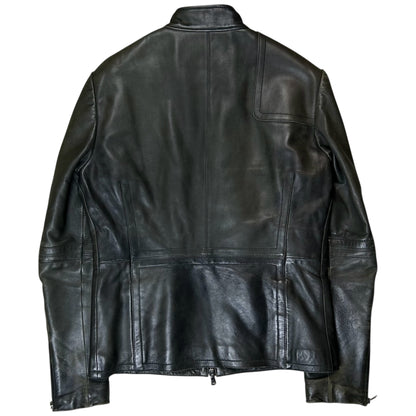 Dirk Bikkembergs Oil Dyed Leather Moto Jacket