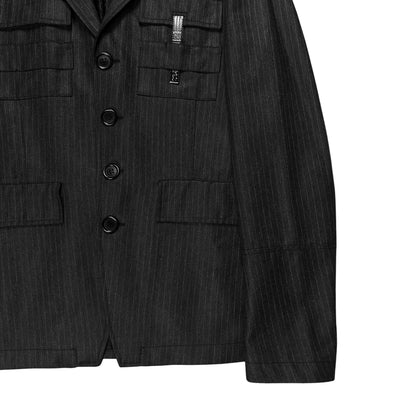 Dirk Bikkembergs Metal Clip Pinstripe Military Blazer