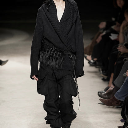 Ann Demeulemeester Hooded Leather String Cardigan - AW02