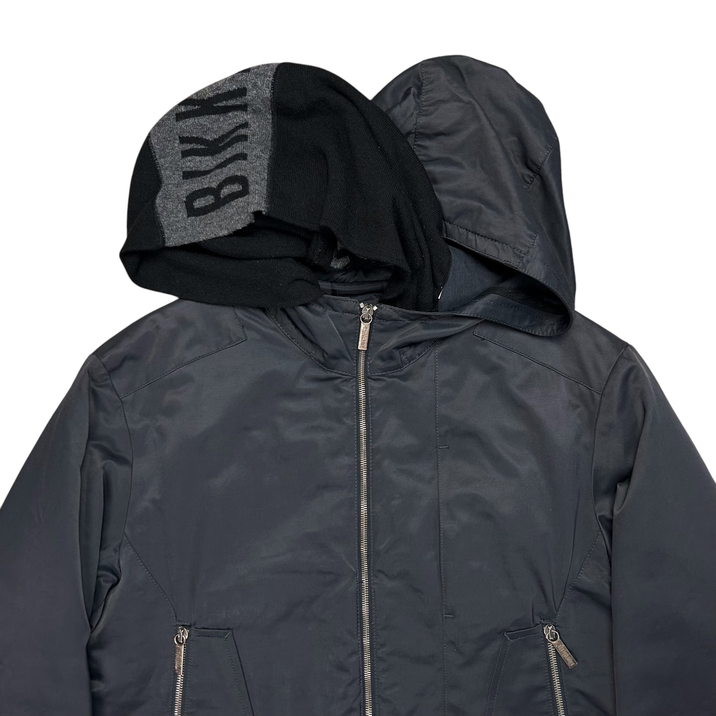 Dirk Bikkembergs Waxed Double Hooded Zip Jacket