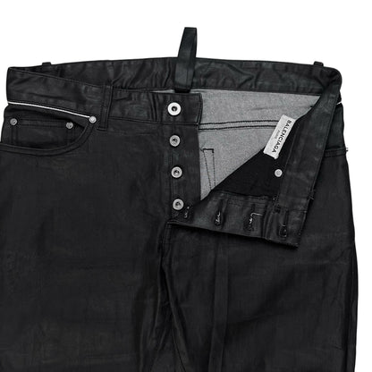 Balenciaga Waist Trimmed Waxed Capri Denim Shorts - SS13