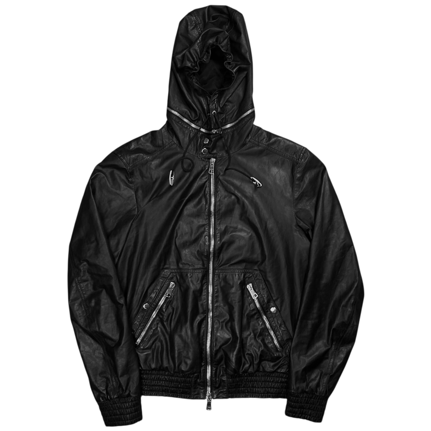 Gucci by Tom Ford Zip Hood Leather Jacket