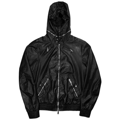 Gucci by Tom Ford Zip Hood Leather Jacket