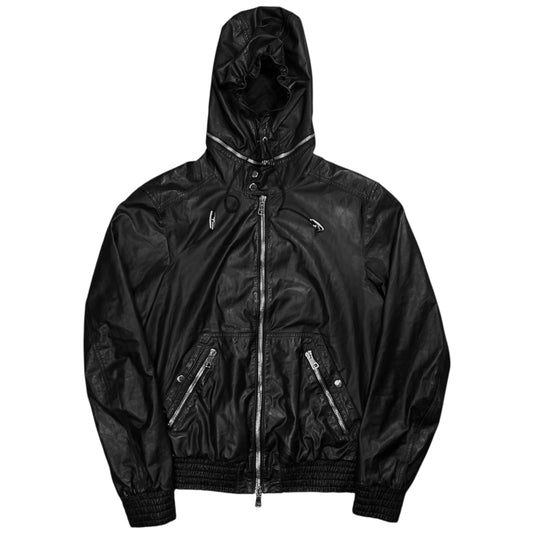 Gucci by Tom Ford Zip Hood Leather Jacket