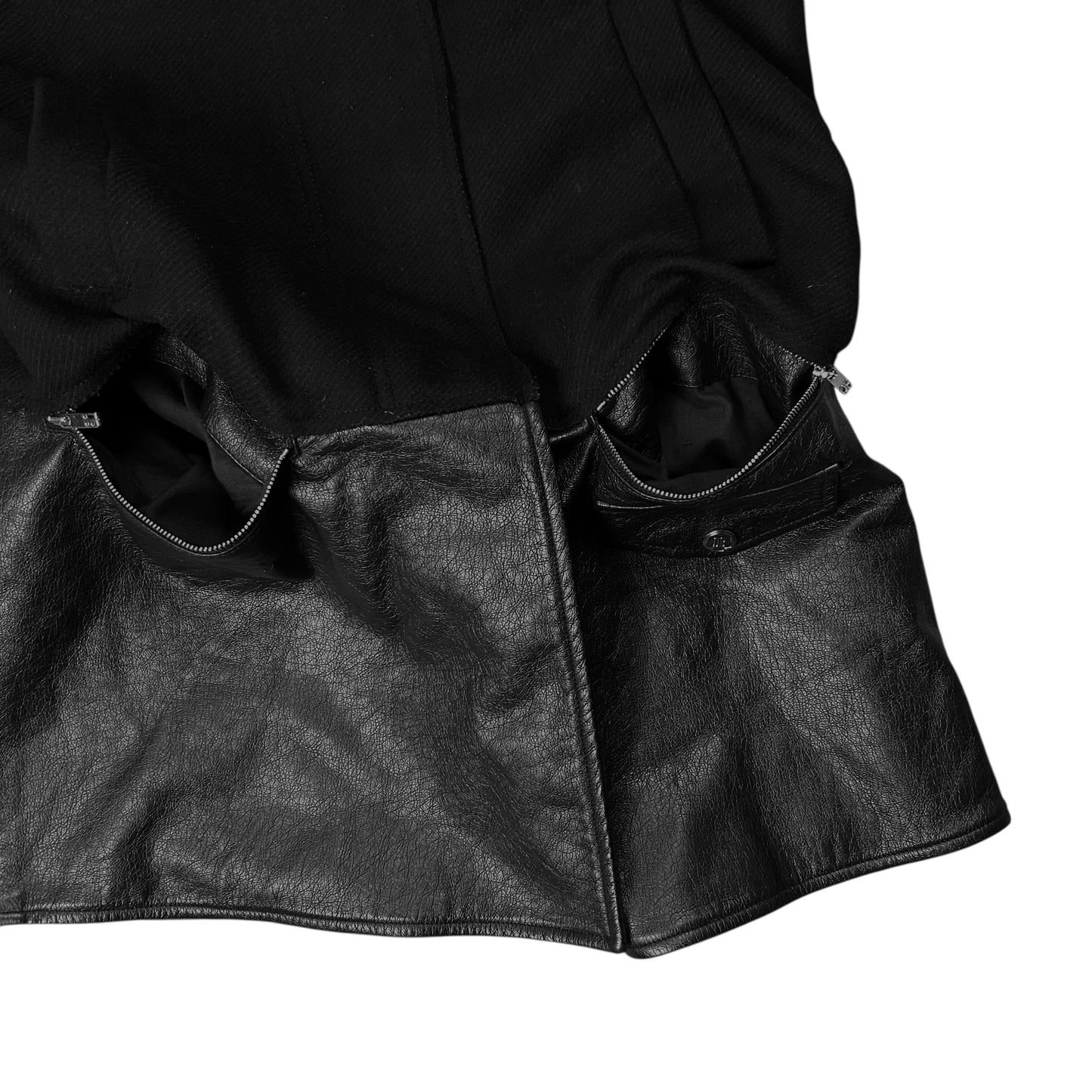 Dirk Bikkembergs Hooded Leather Hem Wool Parka