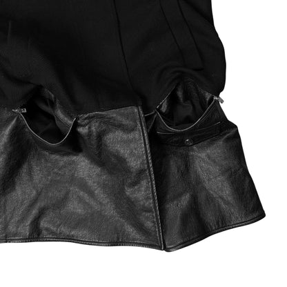 Dirk Bikkembergs Hooded Leather Hem Wool Parka