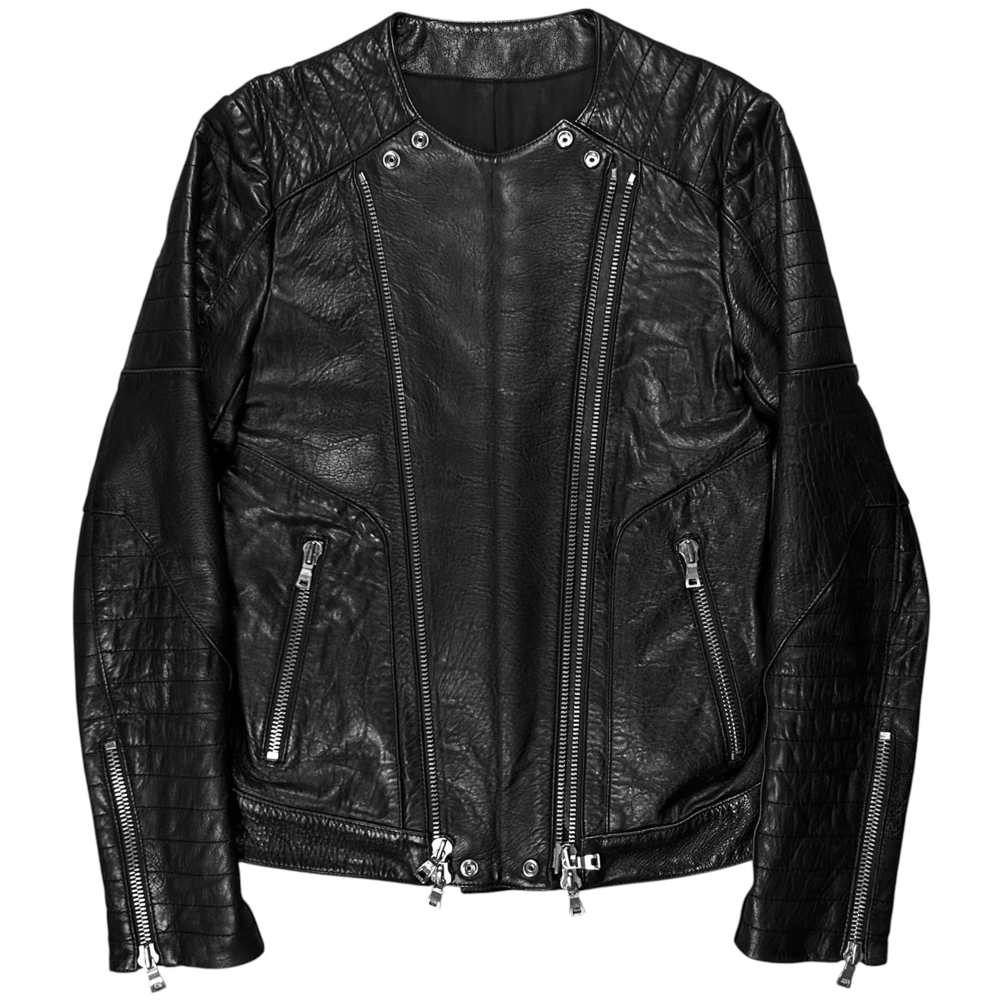 Balmain by Decarnin Dual Zip Moto Leather Jacket - AW11